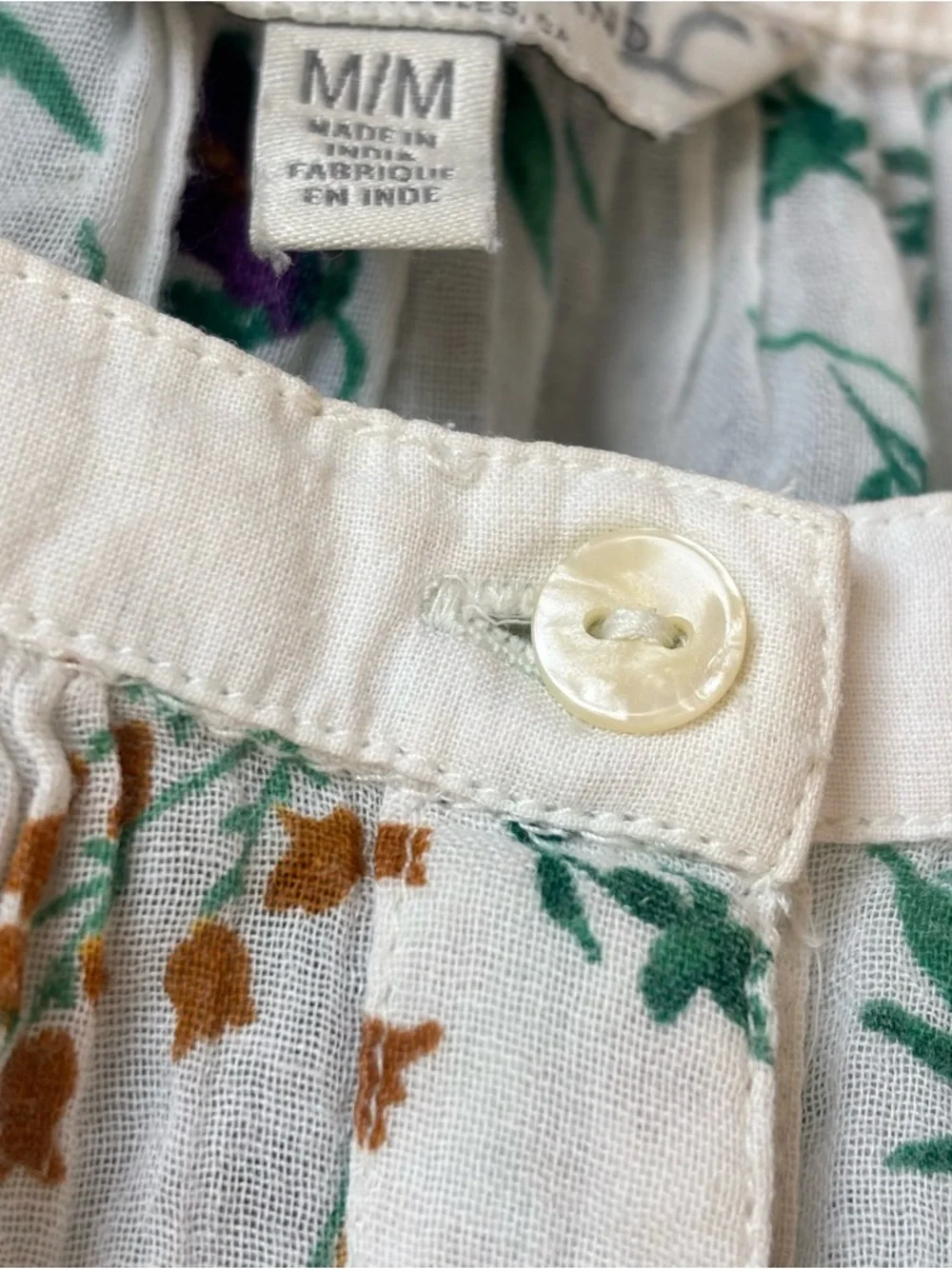Lucky Brand Floral Button Up Banded Top Womens Medium Relaxed Fit Cotton Boho - Picture 3 of 14